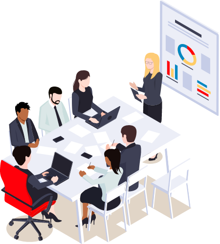 会議する社員のイラスト