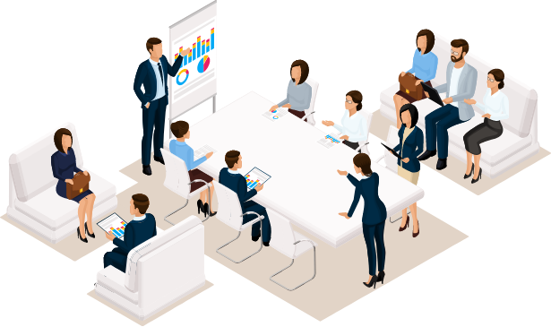 複数名の社員のイラスト